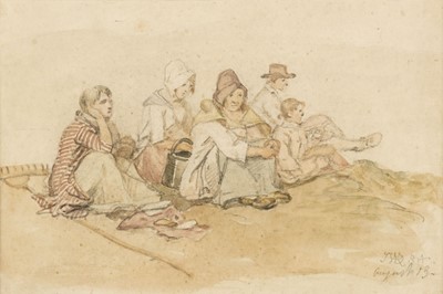 Lot 83 - Ward (James, 1769-1859). Figures on the Shore, 1800, watercolour, signed