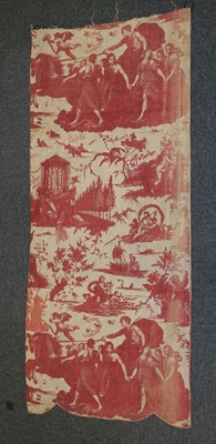 Lot 692 - Toile de Jouy. Two pairs of pelmets, and a panel, circa 1785-1820