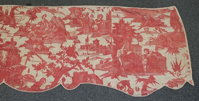 Lot 692 - Toile de Jouy. Two pairs of pelmets, and a panel, circa 1785-1820