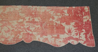 Lot 692 - Toile de Jouy. Two pairs of pelmets, and a panel, circa 1785-1820