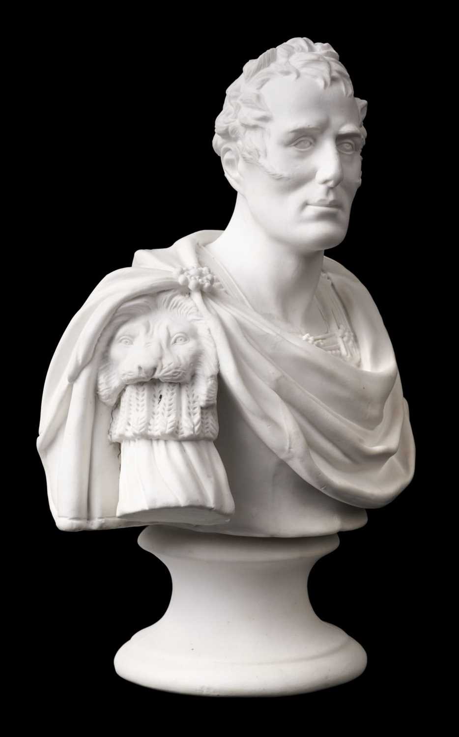 Lot 529 - Duke of Wellington. A 19th century biscuit porcelain half bust of the Duke of Wellington circa 1830