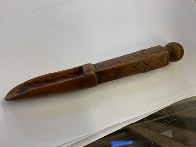 Lot 457 - Treen. A 17th century treen apple corer dated 1696