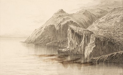 Lot 176 - Lear (Edward, 1812-1888, attributed). Coastal Landscape, c. 1840s, pen, ink with some brown wash