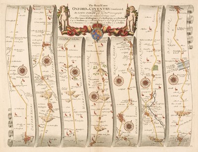 Lot 140 - Ogilby (John). Three Road Maps, all terminating at Derby, [1675 or later]