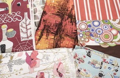 Lot 421 - Fabric. A collection of mid-century printed cotton fabrics