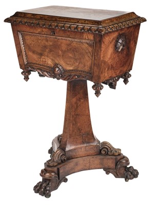 Lot 293 - Teapoy. A William IV pollard oak teapoy