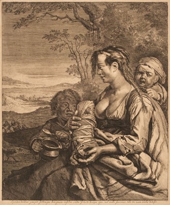 Lot 14 - Visscher (Cornelis, 1628-1629), Roma Mother with Children, 1656-1657, engraving