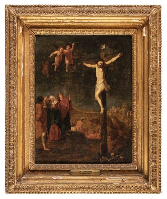 Lot 35 - Attributed to Hans Rottenhammer I (1564/5-1625), The Crucifixion, circa 1605, oil on panel