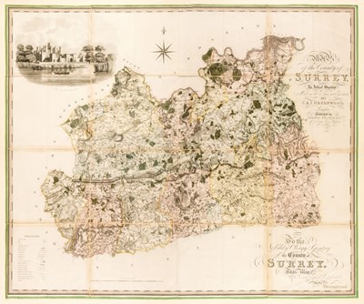 Lot 160 - Surrey. Greenwood ( C & J), map of the County of Surrey from an Actual Survey..., 1823