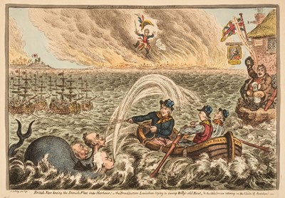 Lot 252 - Gillray (James). British Tars towing the Danish Fleet into Harbour..., H. Humphrey, Oct. 1st 1807