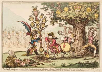 Lot 278 - Gillray (James). The New Dynasty - or - the little Corsican Gardiner..., H. Humphrey, June 25th 1807