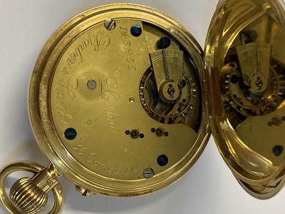 Lot 513 - Pocket Watch. An 18ct gold half hunter pocket watch by Barber & Smith