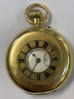 Lot 513 - Pocket Watch. An 18ct gold half hunter pocket watch by Barber & Smith