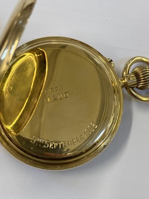 Lot 513 - Pocket Watch. An 18ct gold half hunter pocket watch by Barber & Smith