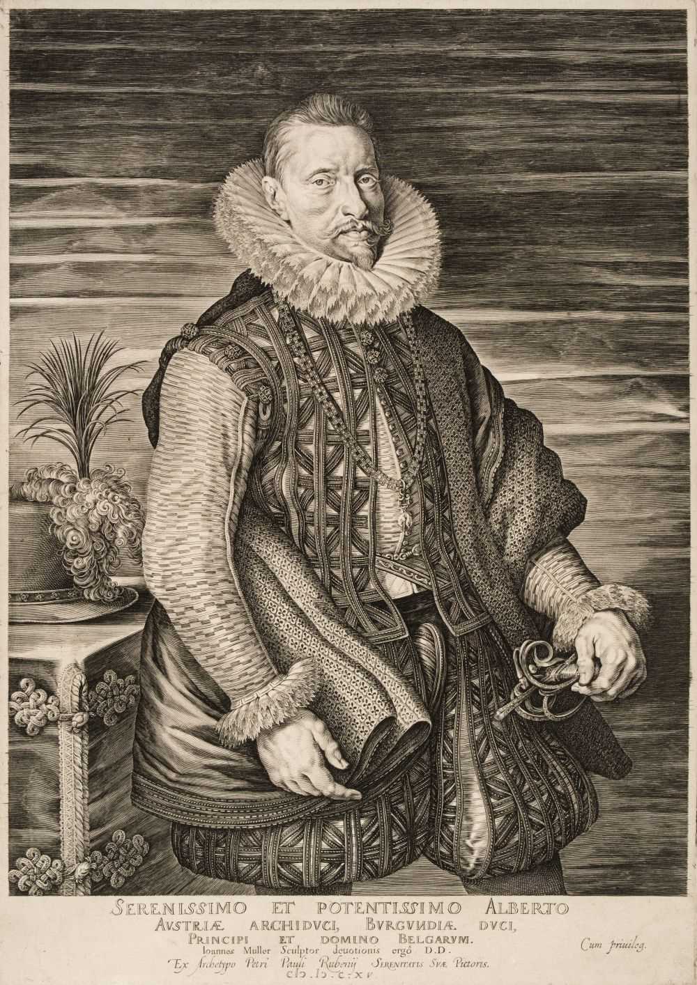 Lot 10 - Muller (Jan, 1571–1628). Archduke Albert of Austria, after Rubens, 1615, copper engraving