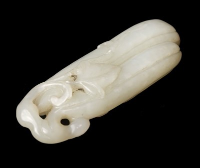 Lot 488 - Jade. A Chinese white jade fruit carving