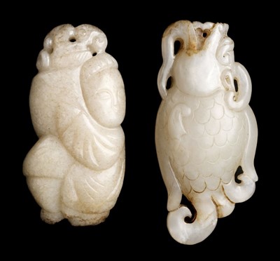 Lot 486 - Jade. A Chinese jade zoological carving and one other