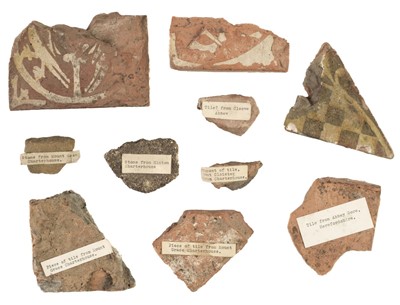 Lot 448 - Medieval Tile Fragments. A collection of tile fragments from various Abbeys