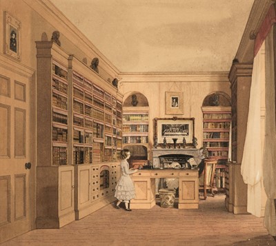 Lot 177 - Sutcliffe (Thomas, 1828-1871). Interior of the Lindley Library, 1850, watercolour