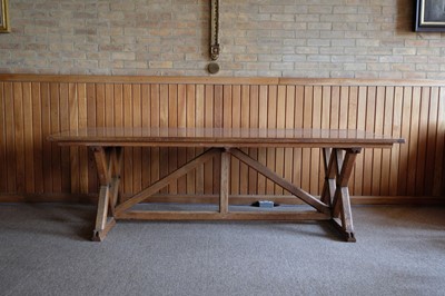 Lot 605 - Refectory Table. A Victorian oak refectory table