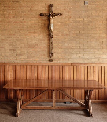 Lot 605 - Refectory Table. A Victorian oak refectory table