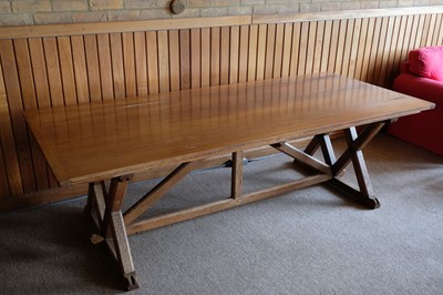 Lot 605 - Refectory Table. A Victorian oak refectory table