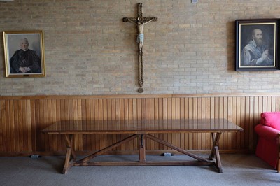 Lot 606 - Refectory Table. A Victorian oak refectory table