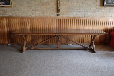 Lot 606 - Refectory Table. A Victorian oak refectory table