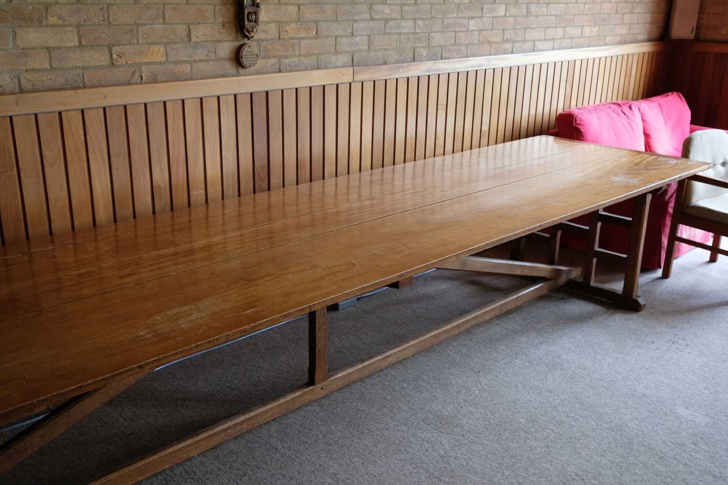 Lot 607 - Refectory Table. A Victorian oak refectory table