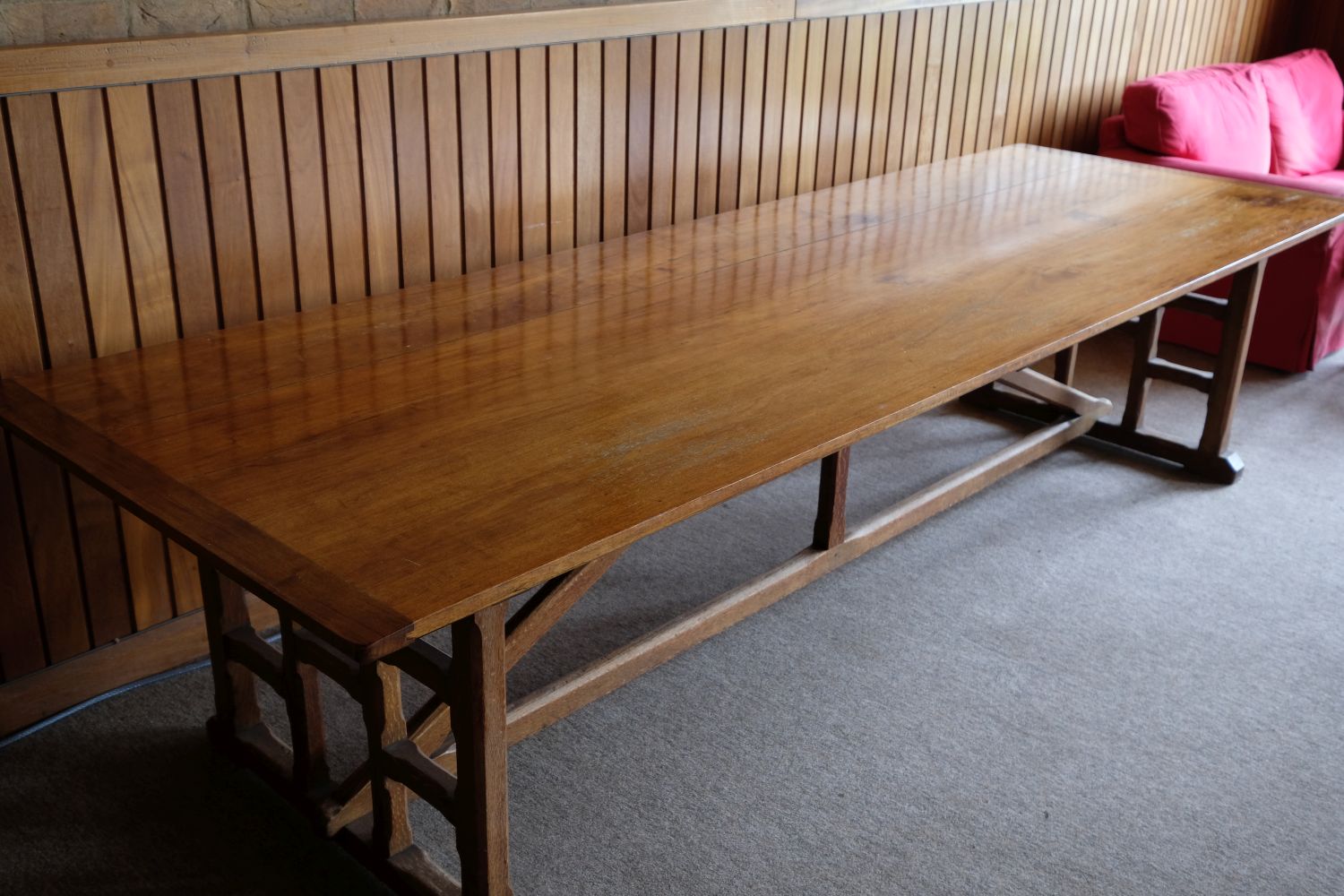 Lot 611 - Refectory Table. A Victorian oak refectory