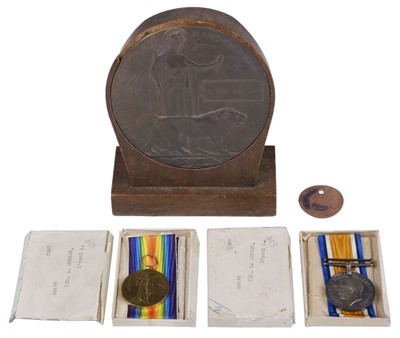 Lot 98 - WWI Casualty Medals. Rifleman Alfred Morgan, Liverpool Regiment, killed in action 30 August 1918