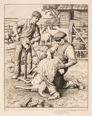 Lot 254 - Anderson (Stanley, 1884-1966). Sheep Shearing, 1941, copper line engraving
