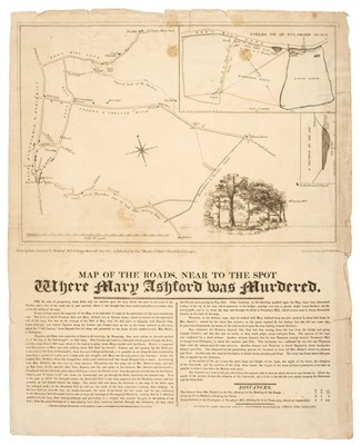 Lot 132 - Murder Map. Radclyffe (W & T), Map of the Roads..., where Mary Ashford was Murdered, 1817