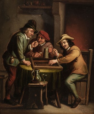 Lot 72 - After David Teniers the Younger (1610-1690). Peasants in a Tavern playing Backgammon, 19th century