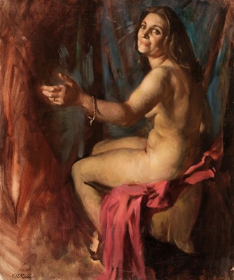 Lot 343 - Moody (Victor, 1896-1990). Seated Nude, oil, signed