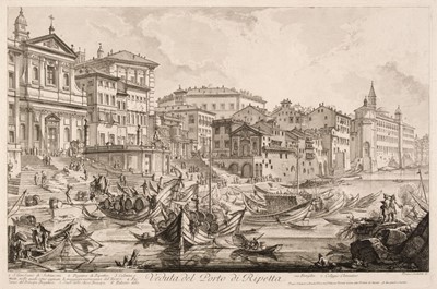 Lot 25 - Piranesi (Giovanni Battista, 1720-1778). Veduta del Porto di Ripetta, 1753, etching