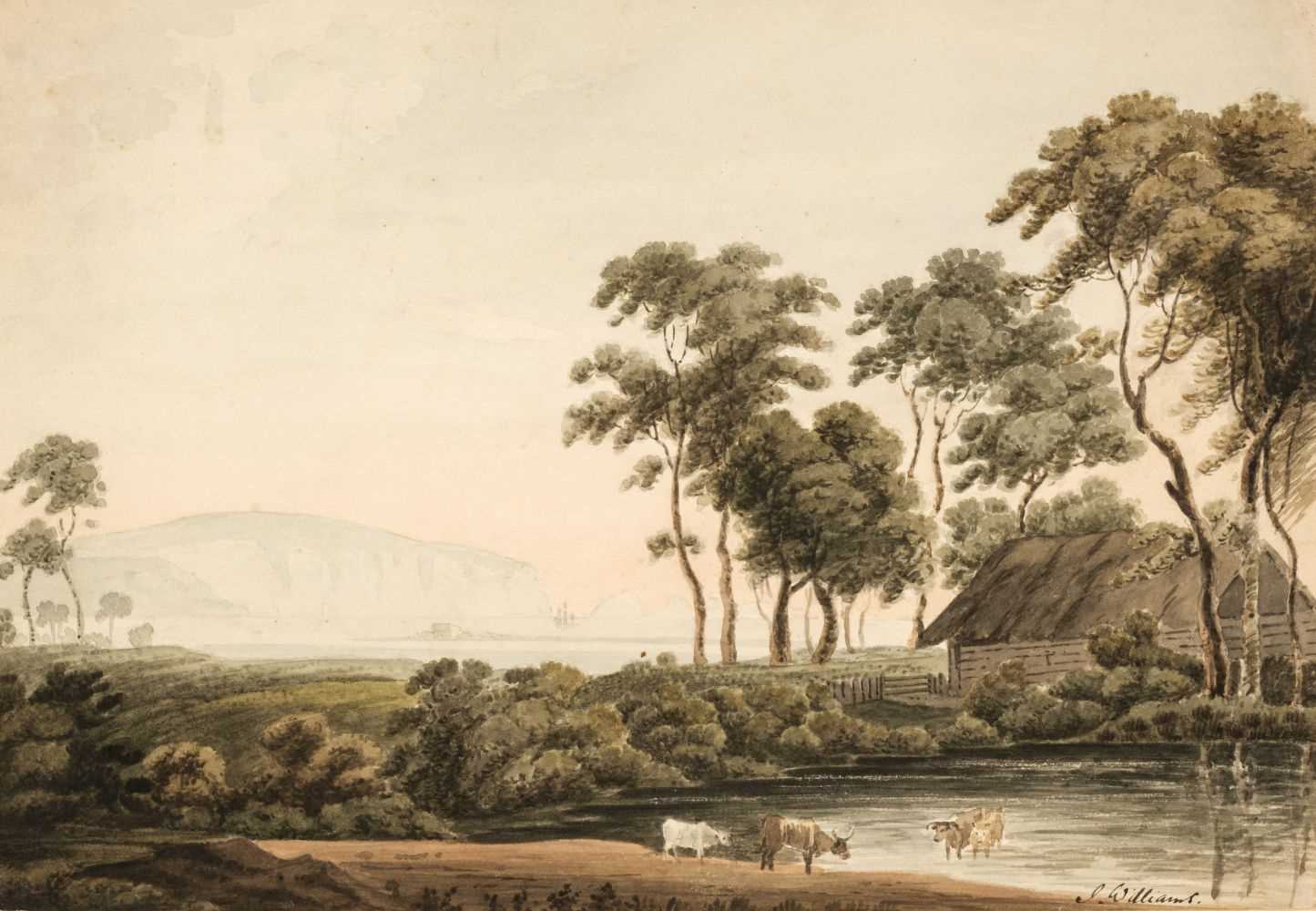 Lot 164 Williams (J.). Landscape with cattle