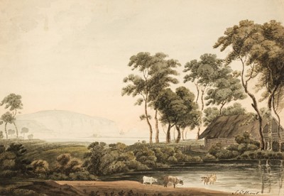 Lot 93 - Williams (J.). Landscape with cattle watering, circa 1820, watercolour..., and others