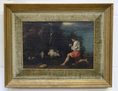 Lot 59 - Both (Jan, 1615/1618-1652, Follower of). Rocky landscape with swineherd, oil on canvas