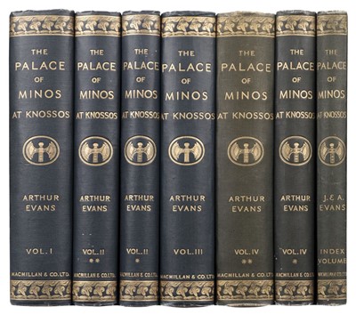 Lot 9 - Evans (Arthur). The Palace of Minos, 4 volumes in 6, plus Index volume, 1st edition, 1921-36