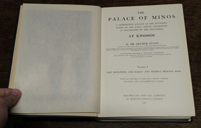 Lot 9 - Evans (Arthur). The Palace of Minos, 4 volumes in 6, plus Index volume, 1st edition, 1921-36