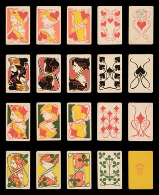 Lot 302 - Belgian playing cards. Jeu de Cartes Estétique No.1, designed by Henri Meunier, c.1900, & 25 others