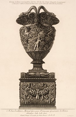 Lot 48 - Piranesi (G B 1720-1778). Veduta di fianco in prospettiva del Vaso ..., 1778, etching