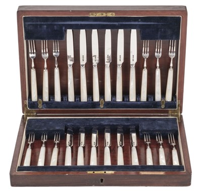 Lot 504 - Canteen. A set of silver tea knives and forks