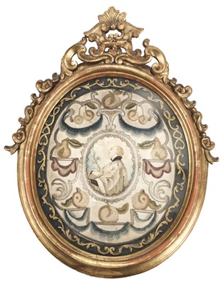 Lot 648 - Embroidered picture. Saint Louis de Gonzague, by Eleonora Gonzaga, Mantua, Italy, 18th century
