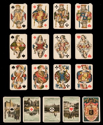 Lot 301 - Belgian playing cards. 50th Anniversary pack, Brussels: F. Hemeleers van Hoeter, 1880, & 3 others