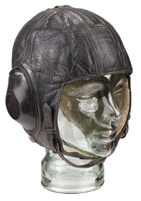 Lot 189 - Flying Helmet. A WWII Luftwaffe LKp W101 brown leather flying helmet by H. Kopfhaube Gr