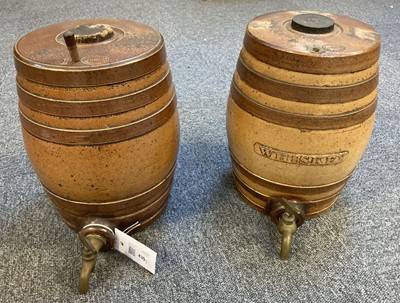 Lot 430 - Whiskey Barrel. A Victorian Doulton Lambeth stoneware pottery Whiskey barrel