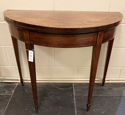 Lot 581 - Card Table. George III mahogany demi-lune card table