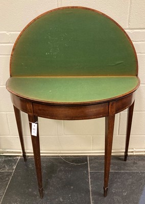 Lot 581 - Card Table. George III mahogany demi-lune card table